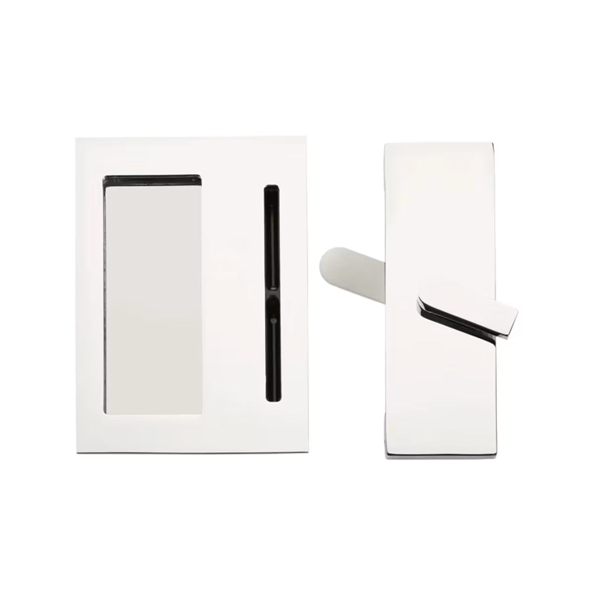 Emtek Modern Rectangular Barn Door Privacy Lock and Flush Pull with Integrated Strike    — Barn Door Hardware Collection