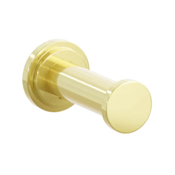Modern Tubular Brass Single Robe Hook with Rosette