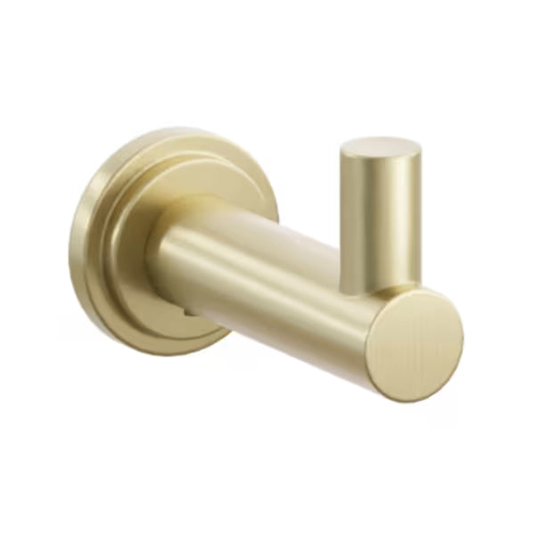 Modern Tubular Brass Single Hook with Rosette