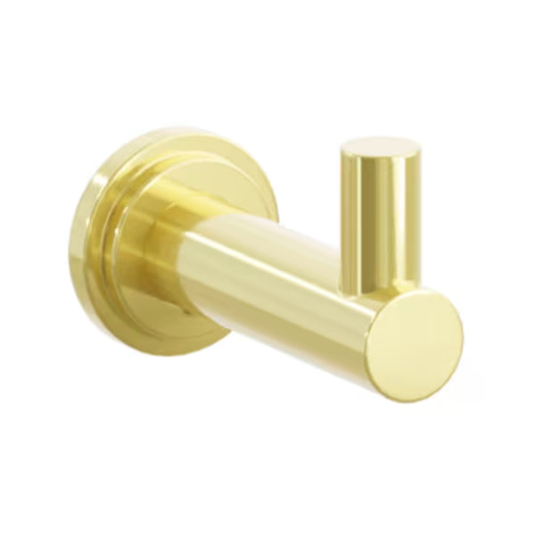 Modern Tubular Brass Single Hook with Rosette