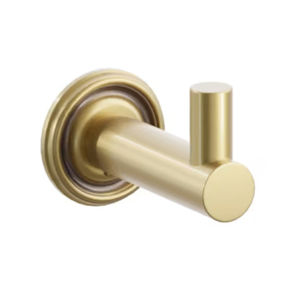 Modern Tubular Brass Single Hook with Rosette