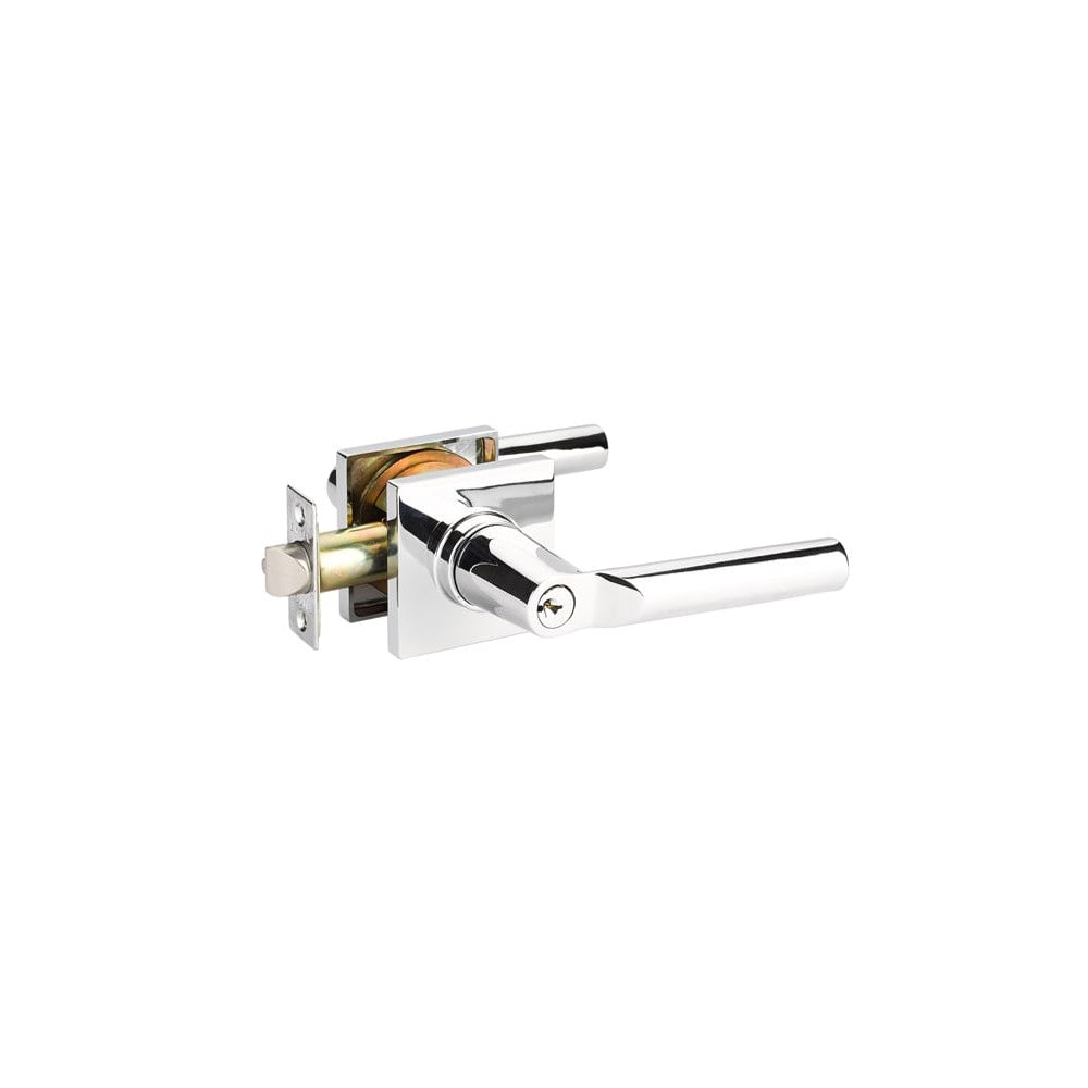 Emtek Modern Brass Key In Entrance Locksets - Square Rosette With Hanover Lever