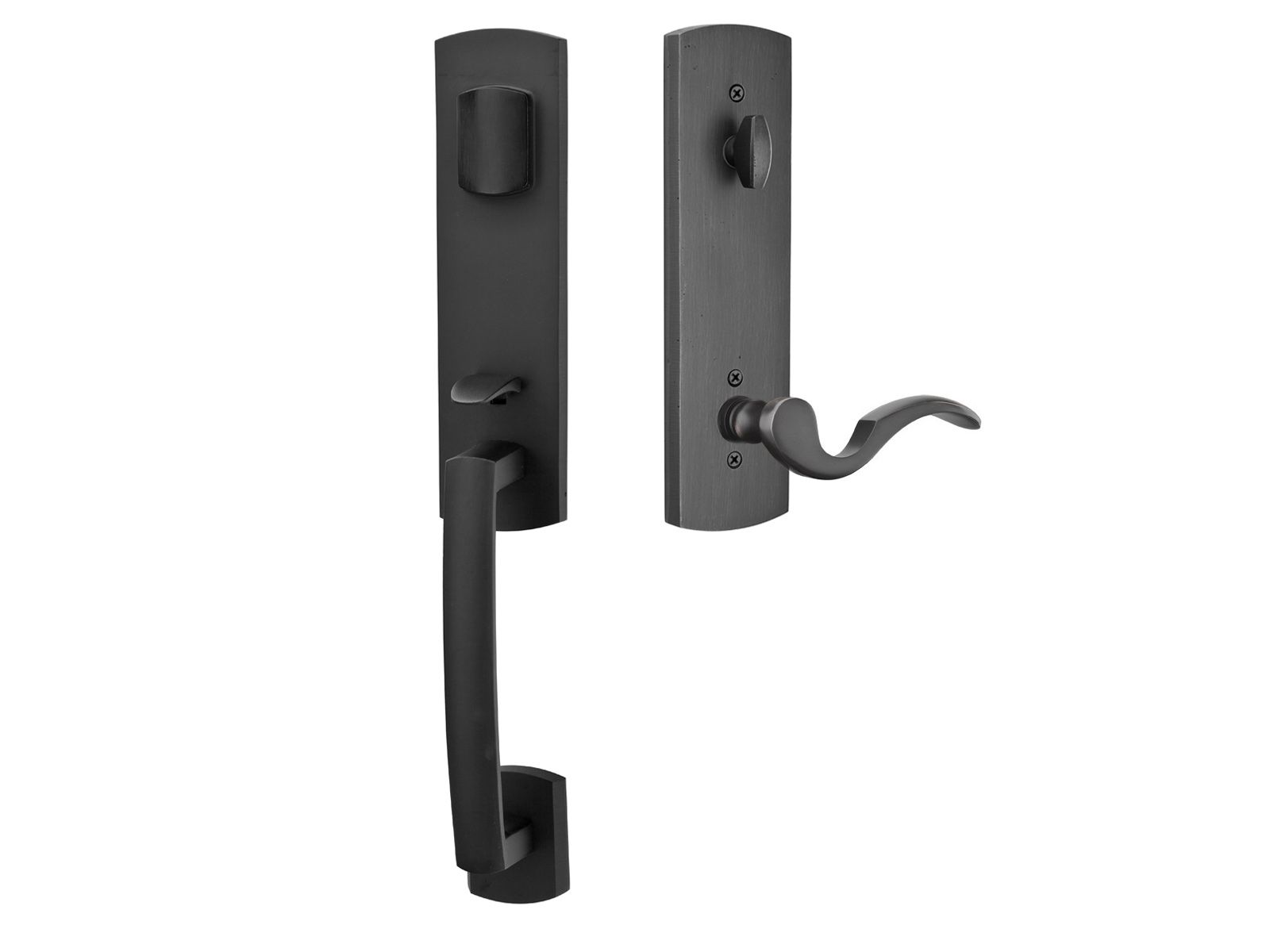 Emtek Sandcast Bronze Tubular Entrance Handlesets - Logan