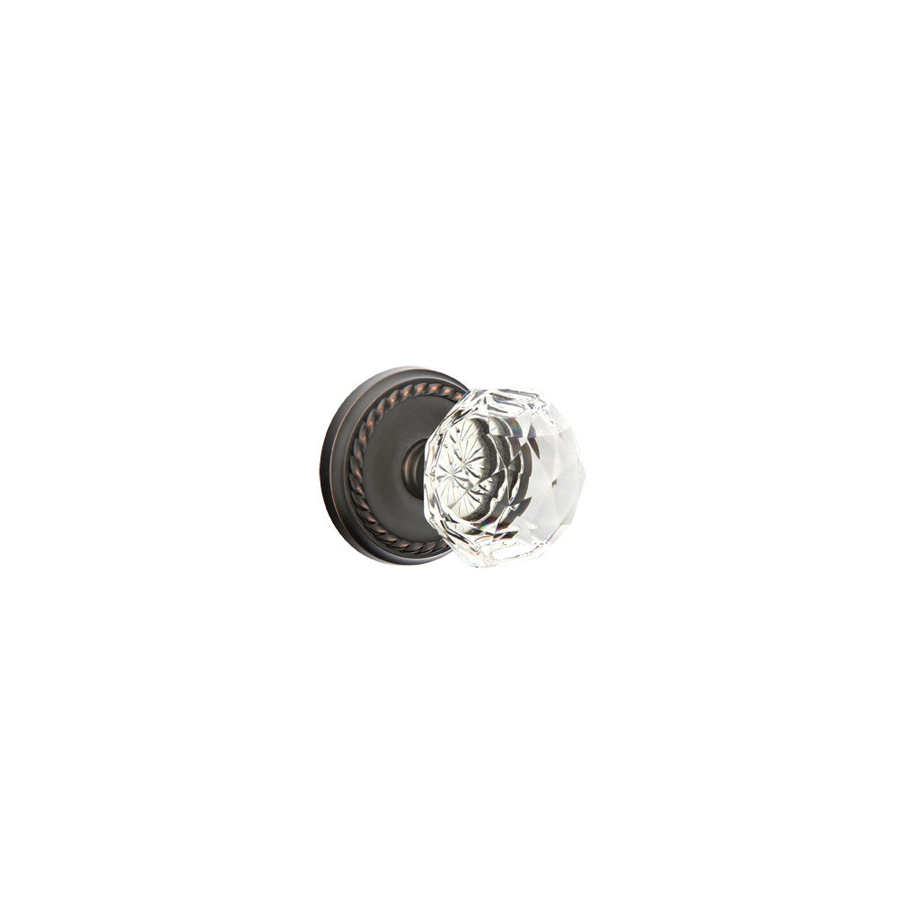 Emtek Door Handle - Diamond Knob Rope Rosette - Glass