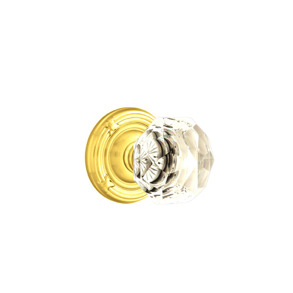 Emtek Door Handle - Diamond Knob Ribbon & Reed Rosette - Glass