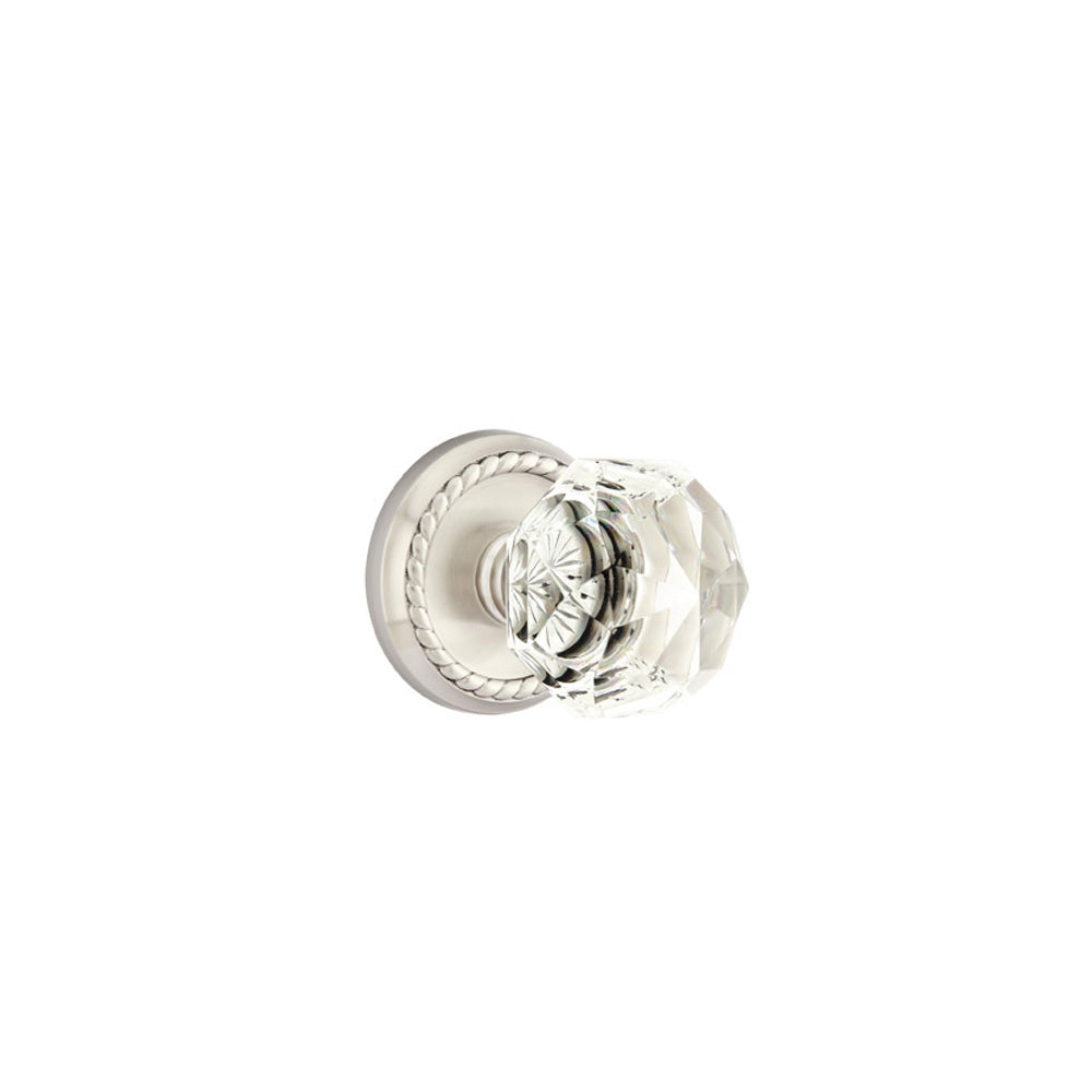 Emtek Door Handle - Diamond Knob Rope Rosette - Glass