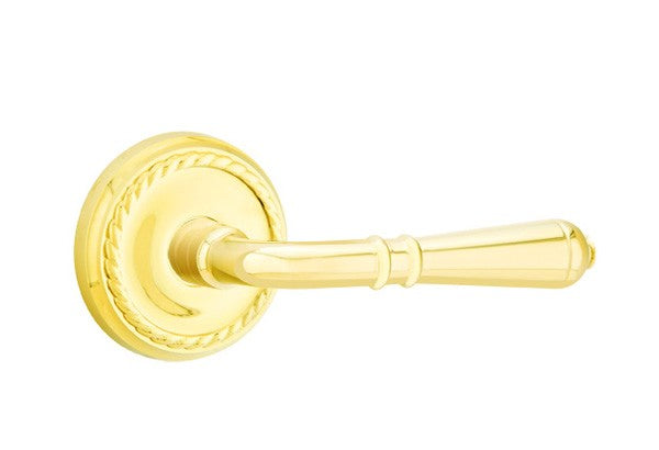 Emtek Door Handle - Turino Lever Rope Rosette - Classic Brass