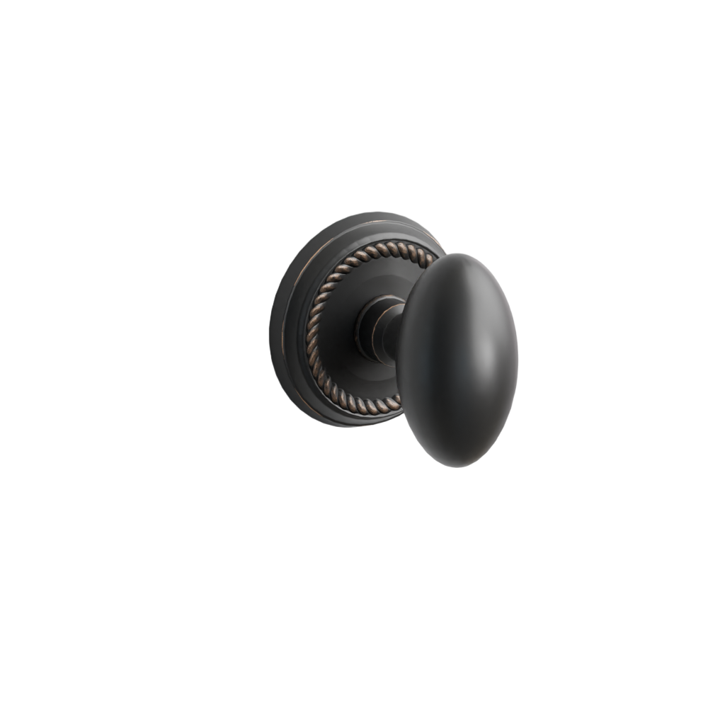 Emtek Door Handle - Egg Knob Rope Rosette - Classic Brass