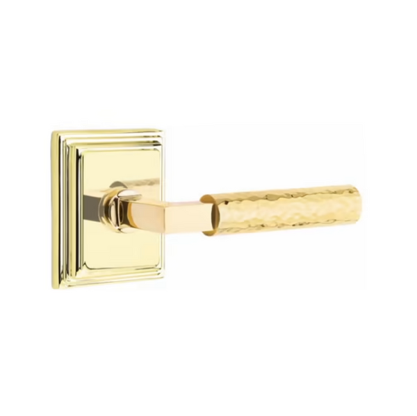 Emtek Select L Square Hammered Lever Wilshire Rosette