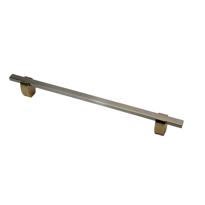 4765- Appliance pull- Brushed Gold stems with Brushed Nickel Bars.