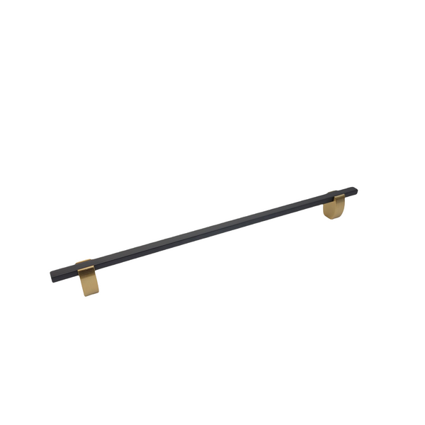 4765- Appliance pull- Brushed Gold stems with Matte BlackBars.