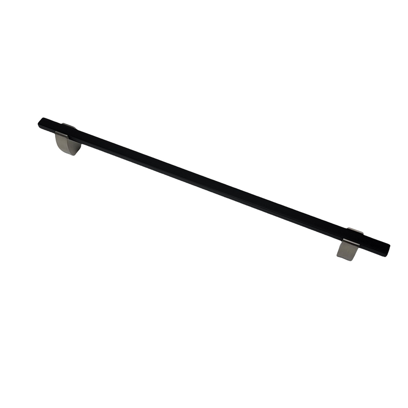 4765- Appliance pull- Brushed Nickel stems with Matte Black Bars.
