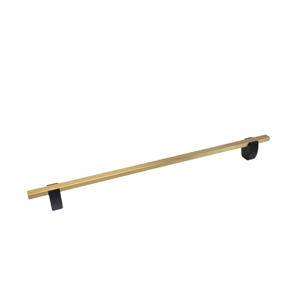 4765- Appliance pull- Matte Black stems with Brushed Gold Bars.