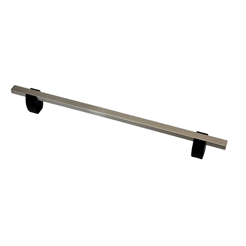 4765- Appliance pull- Matte Black stems with Brushed Nickel bars.