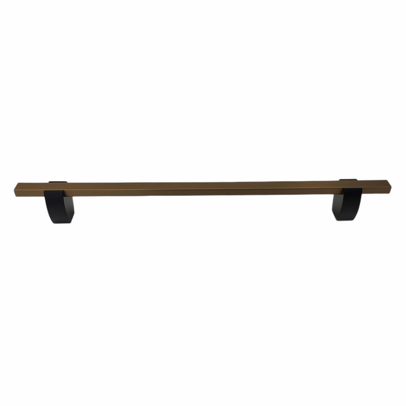 4765- Appliance pull- Matte Black stems with Champagne Bronze bars.