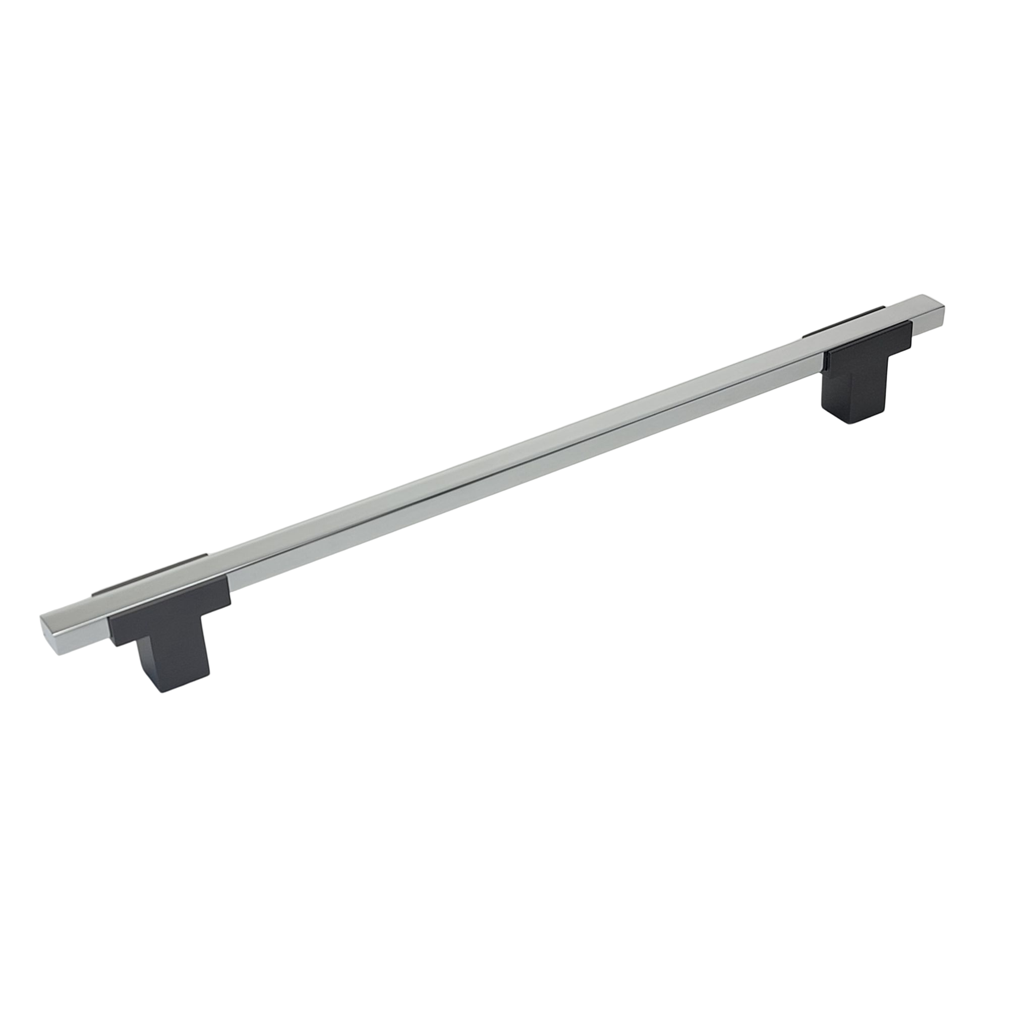 4777 - APPLIANCE PULL -Matte Black Base  with Chrome Bar.