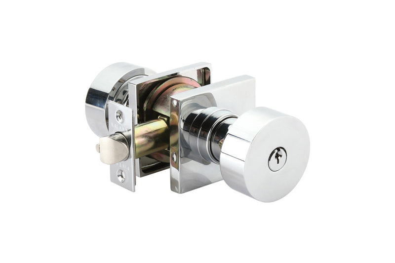 Emtek Modern Rectangular Two Point Lockset with Key In Select Brass Handles
