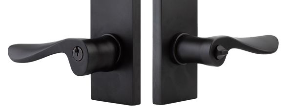 Emtek Modern Rectangular Single Point Lockset with Key In Select Brass Handles