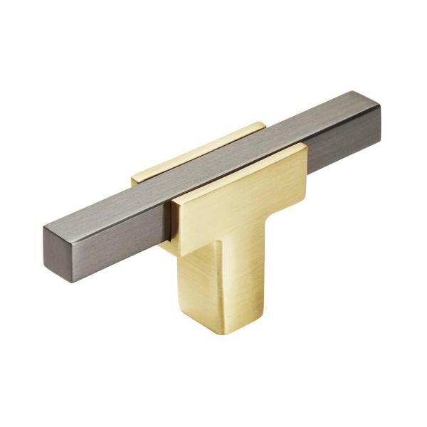 Two Tone T-Bar Knob - Brushed Gold Base 67