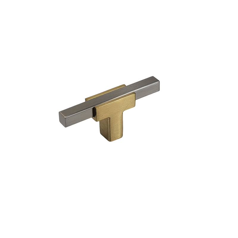 Two Tone T-Bar Knob - Brushed Gold Base 67