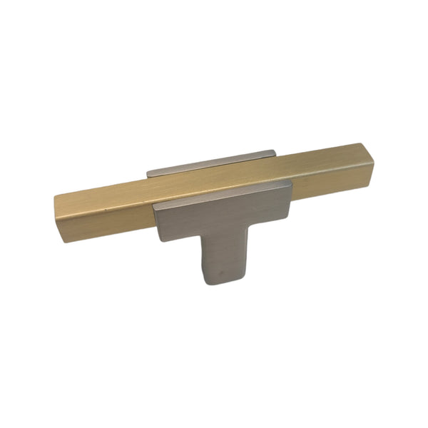 Two Tone T-Bar Knob - Brushed Nickel Base 67