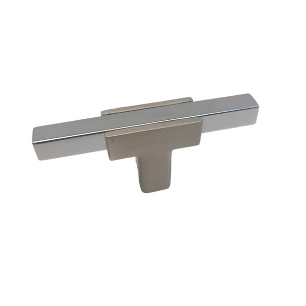 Two Tone T-Bar Knob - Brushed Nickel Base 67