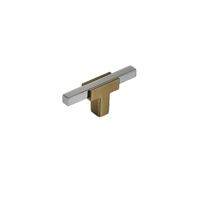 Two Tone T-Bar Knob - Brushed Gold Base 67