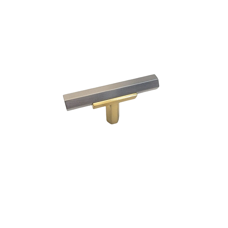 Knob 74 - brushed Gold stem with Brushed nickel bar.