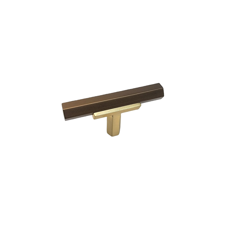Knob 74 - Brushed Gold Stem with champagne bronze bar.,