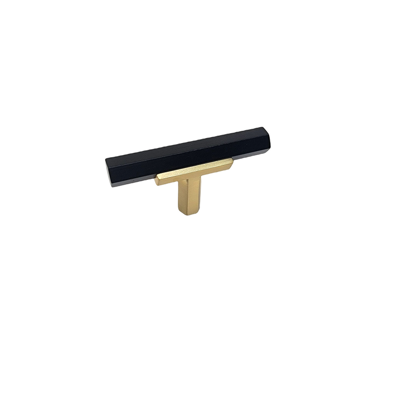 knob 74 - Brushed Gold stem with Matte Black bar.