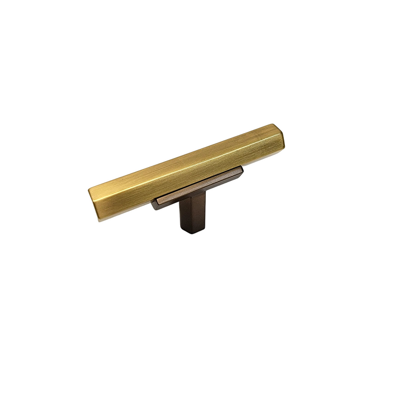 knob 74 - champagne bronze stem with brushed gold bar.