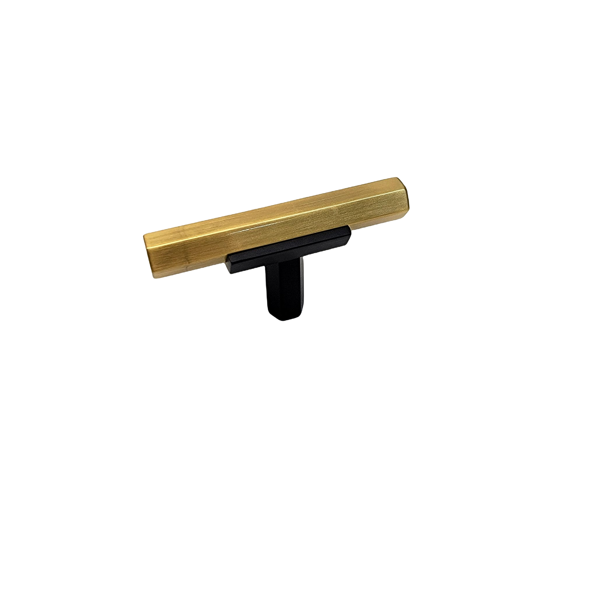 Two Tone T-Bar Hex Knob - Matte Black Base 74