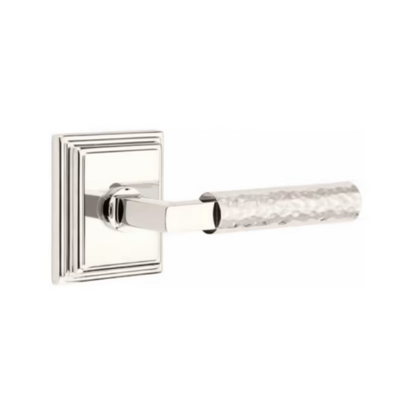 Emtek Select L Square Hammered Lever Wilshire Rosette
