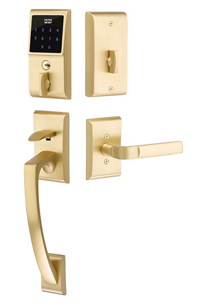 EMTouch™ Keypad Entryset with Aston Lever in Satin Brass finish