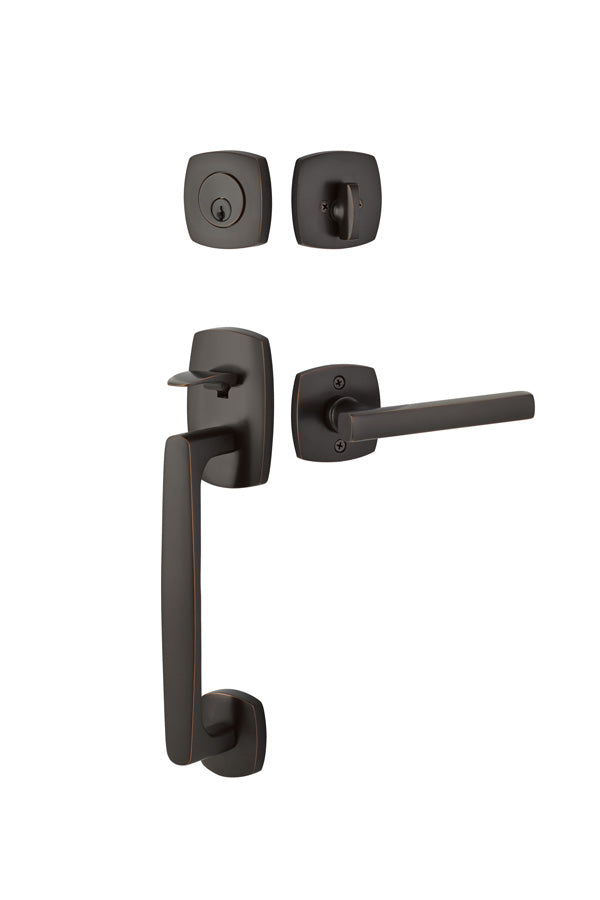 Urban Modern Brass Tubular Sectional Entry Set with Freestone Lever in Oil Rubbed Bronze