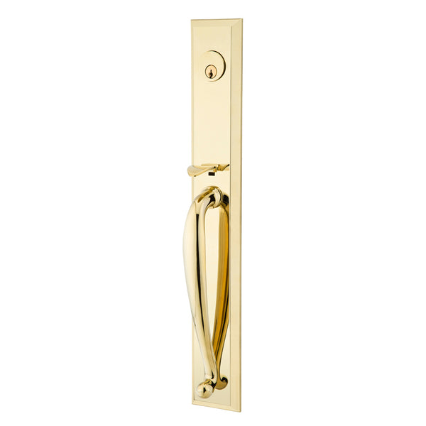 Jefferson Full Length Tubular Entrance Handleset in Polished Brass Finish