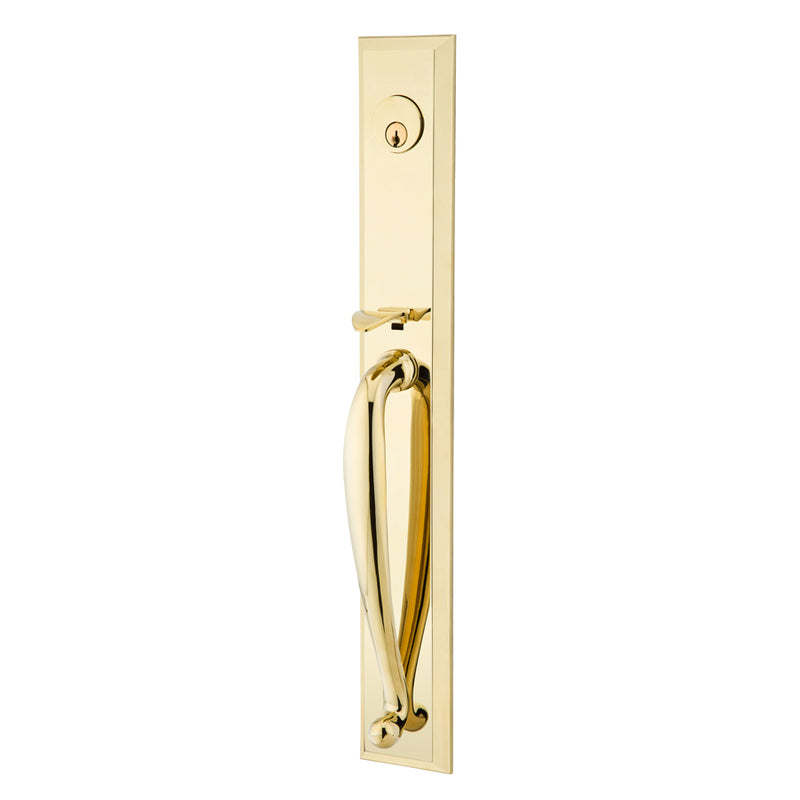 Jefferson Full Length Tubular Entrance Handleset in Polished Brass Finish