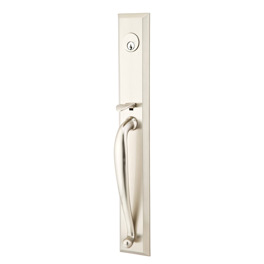 Jefferson Full Length Tubular Entrance Handleset in Satin Nickel Finish