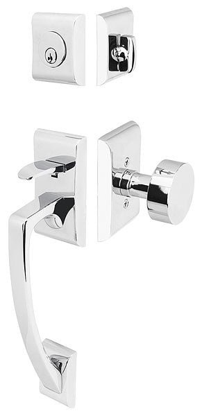 Ares Brass Tubular Entryset with Round knob in Polished Chrome finish