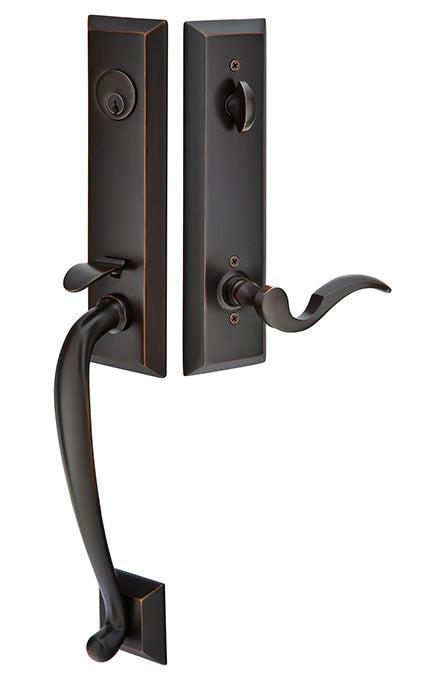 Adams Monolithic Tubular Entrance Handleset with Cortina Lever in Old Rubbed Bronze Finish