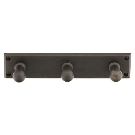 Emtek Sandcast Bronze 3 Hooks with Rectangular Plate