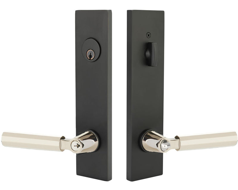 Emtek Modern Rectangular Two Point Lockset with Key in L Square Select Handles
