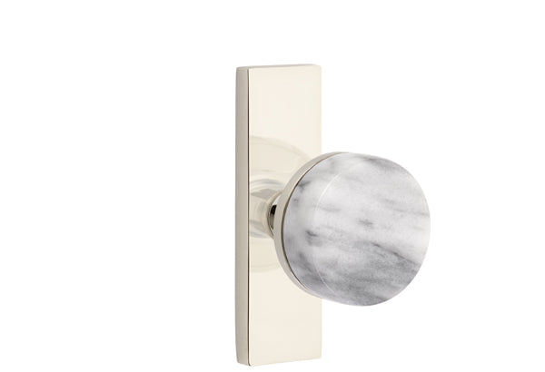 Emtek Stretto Narrow Trim Locksets with Conical White Marble Knob
