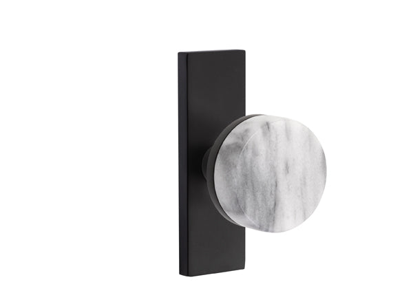 Emtek Stretto Narrow Trim Locksets with Conical White Marble Knob