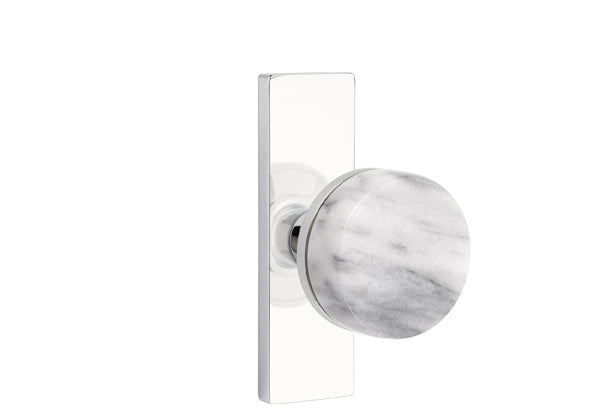 Emtek Stretto Narrow Trim Locksets with Conical White Marble Knob