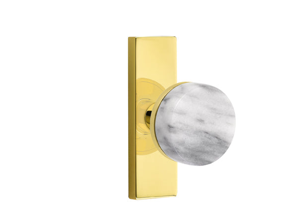 Emtek Stretto Narrow Trim Locksets with Conical White Marble Knob