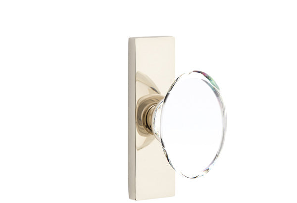 Emtek Stretto Narrow Trim Locksets with Hampton Glass Knob