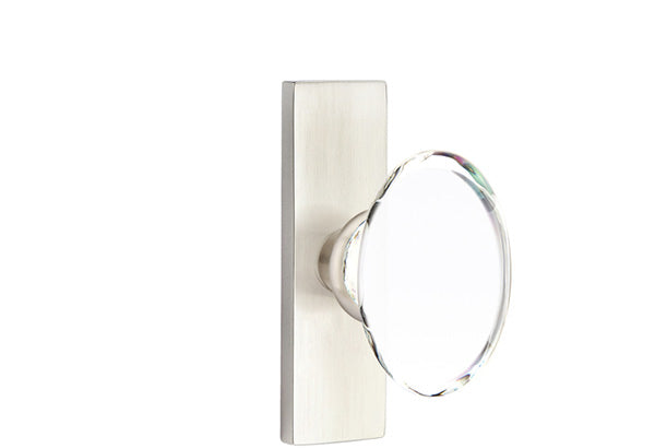 Emtek Stretto Narrow Trim Locksets with Hampton Glass Knob
