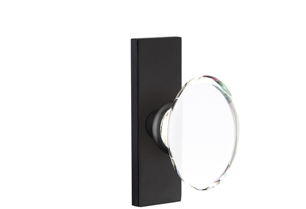 Emtek Stretto Narrow Trim Locksets with Hampton Glass Knob