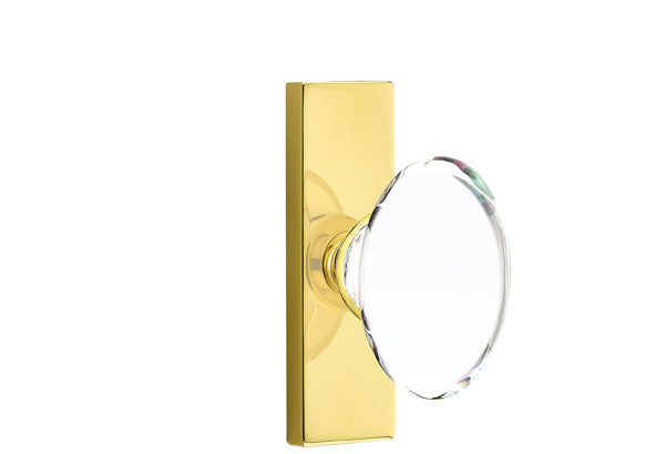 Emtek Stretto Narrow Trim Locksets with Hampton Glass Knob